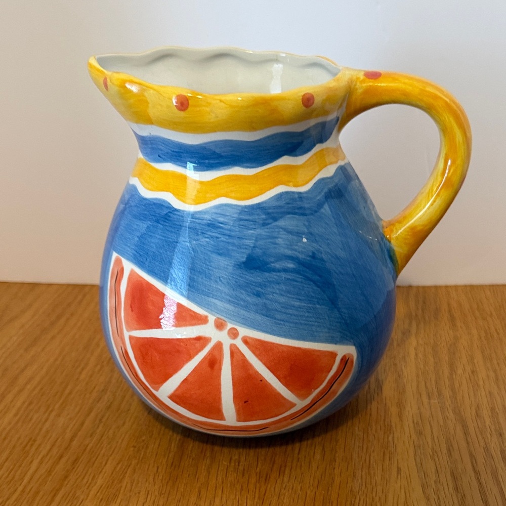 Vibrant Ceramic Jug with Citrus Motif